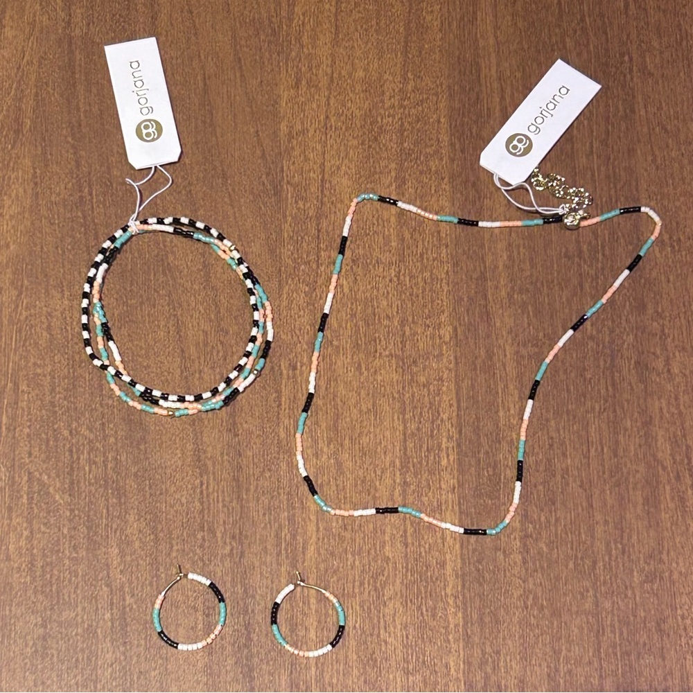 GORJANA Palm Desert Gigi Stripe Jewelry Set With Necklace, Earrings & Bracelet